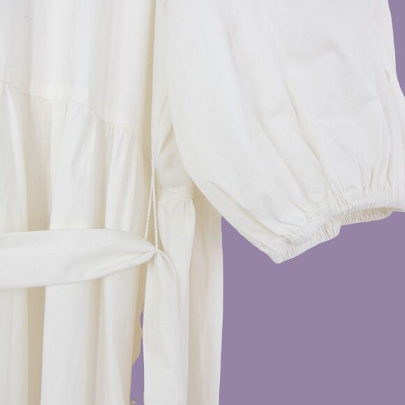 NEW Eloquii white Puff Sleeve Button Down Dress, 16 - Picture 9 of 15
